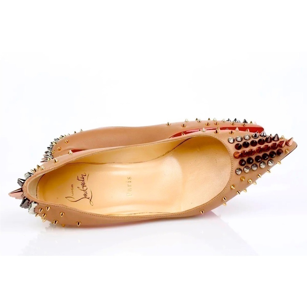 Christian Louboutin Dinosa multicolor spikes 70mm Napa leather Nude pumps EU39.5 - Picture 6 of 10
